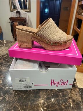 Corkys HeyGirl Honey Raffia Cork Platform Mule - Honey Tan